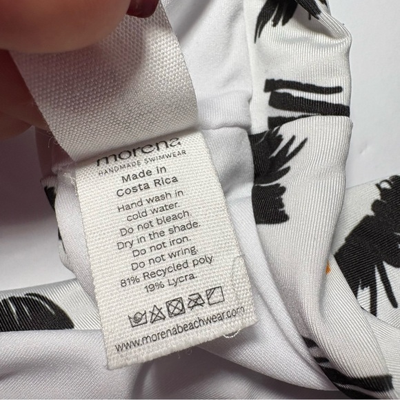 Morena Swim Bottoms White Black Bird Wing Brazilian Thong Scrunched Back L Bikin - Picture 8 of 10